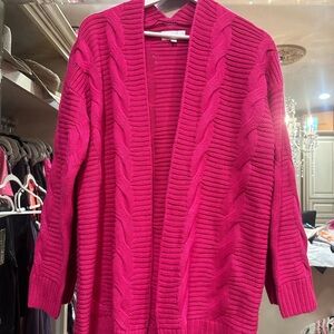 Vibrant Pink Cable Knit Cardigan